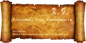 Korcsmáros Innocencia névjegykártya